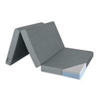 Ventadecolchones - Colchón Plegable con Viscoelástica con Cierre y Asa 135 x 190 x 10 cm con Espuma D25 extrafirme en Loneta Premium Gris para Furgonetas, de Viajes o para Invitados