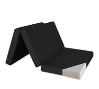 Ventadecolchones - Colchón Plegable con Viscoelástica con Cierre y Asa - Espuma HR30 Media - 135 x 190 x 10 cm en Loneta Premium Negro para Furgonetas, de Viajes o para Invitados