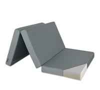 Ventadecolchones - Colchón Plegable con Viscoelástica con Cierre y Asa - Espuma HR30 Media - 135 x 190 x 10 cm en Loneta Premium Gris para Furgonetas, de Viajes o para Invitados