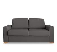 Ventadecolchones - Sofá Cama Italiano 3 Plazas con Subida Y Montaje (207x103x100cm) Berlín en Tela Mozart Antimanchas Gris Topo con Patas de Madera