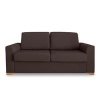 Ventadecolchones - Sofá Cama Italiano 3 Plazas con Subida Y Montaje (207x103x100cm) Berlín en Tela Mozart Antimanchas Chocolate con Patas de Madera