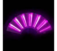 Ventaglio Cinese LED per Festival - Ventaglio Pieghhevole Grande Portatile in Nylon con Luci a Batteria | Accessorio Luminoso per Danza Notturna, Party, Eventi EDM, Performance Artistiche