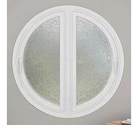 Ventana abatible de Aluminio, giratoria a 90° en Ambos Lados, Cristal Redondo de Montaje Empotrado, Marco Blanco, Ideal para Entrada, Dormitorio, baño, 70 cm/27,5 Pulgadas.