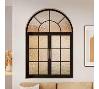 Ventana abatible de hierro negro francés arqueado, diseño elegante para comedor y cocina, dormitorio tipo loft de 80 x 100 cm, 2 opciones elegantes disponibles, mejora la estética del hogar.