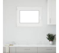 Ventana abatible "RISOR" 80 x 70 cm basculante DIN izquierda blanco cobertizo para sótano, baño, casa, garaje