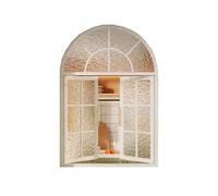 Ventana arqueada de hierro francés, 80 x 80 cm, 2 lados, ideal para comedor, cocina y dormitorios tipo loft, elegante acabado blanco
