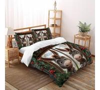 Ventana Burro Funda De Edredón Cute animalesess 3D Microfibra Ropa De Cama De 2 Fundas De Almohada, Niños Niñas, Funda De Edredón Dormitorio King(220x240cm)