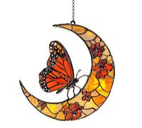 Ventana Butterfly Sun Catcher | Monarch Butterfly and Flower Moon Garden - artístico acrílico para Cuerpo Interior al Aire Libre, artístico, Mejora el Atractivo estético