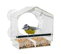 Ventana Comedero para pájaros - 20 x 18 cm - Transparente | Con ventosas y percha, comedero para pájaros, comedero para pájaros, decoración de jardín