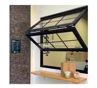 Ventana Comercial Plegable De Guillotina Doble, Ventana De Concesión Con Marco De Aluminio, Ventanas De Libre Elevación Y Suspensión, para Tiendas Y Hogares(Black,WxH 38x44in/96x112cm)