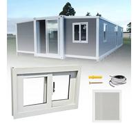 Ventana Corredera Aluminio Con Mosquitera, 50 60 70 80 90 100cm Vidrio Templado- Ventana Deslizante for Caseta De Jardín, Gallinero Y Sótano(Blanca,50x55cm)