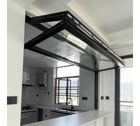 Ventana corredera de cocina comercial, marco de aluminio con vidrio templado y mango de bloqueo, montaje empotrado para eficiencia de espacio