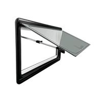 Ventana corredera RV con pantalla de mosca, ventilación de 70 grados, marco de aluminio duradero para autocaravana, cubierta negra a prueba de sombreado y insectos, montaje en pared fácil de instalar,