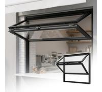 Ventana corredera vertical plegable de aleación de aluminio con manija, vidrio templado elevable, ideal para puestos de comida ambulantes, cafeterías y remolques de comida. Tamaños personalizados dis