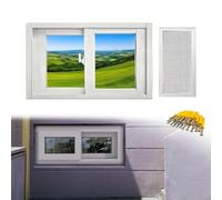 Ventana corrediza de aleación de aluminio con vidrio templado y pantalla de fibra de vidrio para reemplazo de casa móvil, ideal para sótano, baño o gallinero (86 x 23 cm), incluye tornillos de