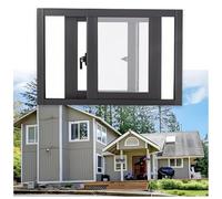 Ventana corrediza de aluminio para sótano y cobertizo, marco negro de vidrio templado impermeable y ventilado, ideal para mejoras del hogar y diseño moderno