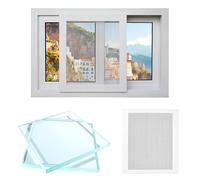 Ventana corrediza de vidrio templado blanco, reemplazo impermeable y aislante del calor para sótano, cocina, hogar (40 x 40 cm)