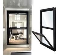 Ventana corrediza de vidrio templado de aluminio de 50 x 58 cm, ventana de ventilación de bajo consumo para sótano, baño o gallinero, diseño duradero de un solo colgado