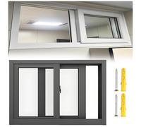 Ventana corrediza negra para sótano, ventana de repuesto de 35 x 13 pulgadas con bloqueo de empuje para una mejor ventilación y luz natural en cobertizos, garajes y graneros