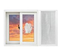 Ventana corrediza para sótano de nergética de 76,2 cm a 96,5 cm, vidrio templado aislado de 5 mm para sala de estar, baño y cobertizo, diseño blanco de 40 x 19 pulgadas