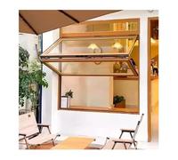 Ventana Corrediza Plegable Vertical Con Marco De Aluminio, Ventana De Servicio De Concesión De Doble Guillotina Con Desplazamiento Libre(WxH 26x28in/66x71cm)