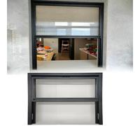 Ventana corrediza vertical for paso de restaurante, marco de aluminio con vidrio de 5 mm/0,2 pulgadas, diseño que ahorra espacio for mostrador de cocina y cafetería(Black+No Bottoman Frame,19x27")