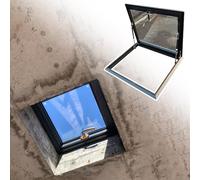 Ventana de acceso a tragaluz de techo plano personalizable, puerta de eje de luz de vidrio templado para vistas del techo del hogar (32 x 34 pulgadas), solución ideal de acceso al techo