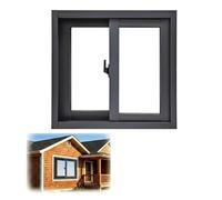 Ventana de Aluminio Corredera con Mosquitera para Ventanas, Pequeña Ventana para Gallinero Casa de Jardín y Trastero, Vidrio Templado(Black,53X46CM(21"x18"))