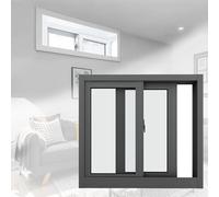 Ventana de aluminio deslizante horizontal para sótano con ventilación aislada para gallineros y baños, 20-40 pulgadas, negro, 33 x 14 pulgadas y nergética