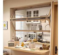 Ventana De Aluminio Plegable para Cafetería O Bento, Ventana Corredera con Película Solar Y Guantes, Ventana De Servicio Personalizada Vertical(Gold,WxH 30x36in/76x91cm)