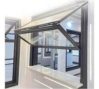 Ventana de camión de alimentos de aleación de aluminio, soporte plegable superior e inferior con vidrio templado de 5 mm, mango de bloqueo, perfecto para cafeterías (70 x 110 cm)
