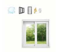 Ventana de cobertizo pequeña blanca con bloqueo deslizante de vidrio templado y marco de aluminio para ventanas de repuesto para graneros de garaje y sótano, opciones de 27 x 16 pulgadas, 20-40