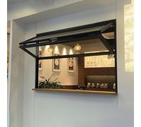 Ventana de concesión con marco de aluminio, ventanas plegables verticales con vidrio templado y burlete, ventana corrediza para vagón comedor, tienda de té con leche, personalizable(WxH 45x31in/109x79
