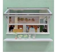 Ventana de cristal corrediza de aleación de aluminio con mango de bloqueo, pantalla plegable de privacidad para camiones de alimentos, cobertizos, sótanos y gallineros, ventana de servicio de 100 x 60