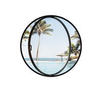 Ventana de ojo de buey redonda deslizante de 360° con vidrio templado y marco de aluminio, visualización ventilada para baño, dormitorio y sala de estar, elegante diseño negro (210 cm)