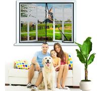 Ventana de pantalla magnética Malla para Ventana,75x90cm Film para puerta,con sello magnético de cierre automático súper hermético y malla de poliéster duradera Negro