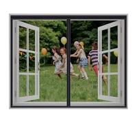Ventana de puerta con mosquitera magnética 100x100cm, mosquitera de malla, que evita que entren insectos para puertas, ventanas, balcón, sala de estar, negro