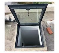 Ventana de salida de techo plano de aluminio con doble capa templada, escotilla de acceso al ático/sol, 55 x 90 cm / 21.7x35.4in para una luz natural óptima