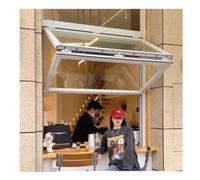 Ventana De Servicio Abatible Hacia Abajo, Ventana De Concesión De Aluminio Con Montaje Empotrado, Ventana De Servicio Corrediza para Restaurantes Y Cocinas Móviles(Blanco,WxH32x34in/81x86cm)