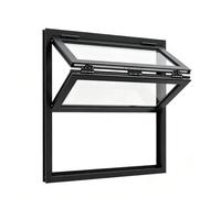 Ventana de servicio comercial plegable con vidrio templado con cerradura(Black,W x H 44 x 24 in)