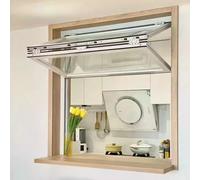Ventana de Servicio con Marco de Aluminio, Ventana Corredera Empotrada para Puesto de Comida, Ventana Doble para Tienda de Té con Leche, Ventana para Food Truck(White,WxH 20x40in/50.8x101.6cm)