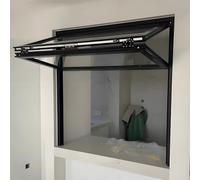 Ventana de Servicio con Marco de Aluminio, Ventana Corredera Empotrada para Puesto de Comida, Ventana Doble para Tienda de Té con Leche, Ventana para Food Truck(Black,WxH 40x44in/101.6x111.7cm)
