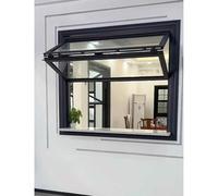 Ventana de servicio de camiones de comida de aluminio, 30 x 50 cm, ventana deslizante de montaje empotrado con vidrio templado, apertura de 80°, marco de aluminio duradero para soporte de concesión y