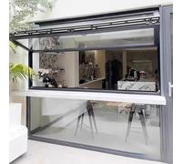 Ventana De Servicio Exterior Plegable De Aluminio con Marco Inferior, Personalizable para Cafetería, Incluye Película Solar Y Guantes(Gray,WxH 40x42in/102x107cm)