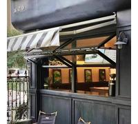 Ventana de soporte de aleación de aluminio, ventana de servicio plegable de 85° con vidrio templado de 5 mm, ventana superior e inferior para camión de alimentos al aire libre, 85 x 100 cm para cocina