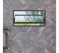 Ventana de sótano con vidrio templado, ventana abatible con y manija, ventilación ajustable para baño, giro de 360°, ideal para baño, dormitorio y sala de estar(Nero,33x18in/84x46cm (LxH))