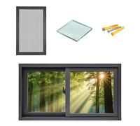 Ventana de sótano deslizante horizontal con bloqueo seguro, resistente a la deformación, ideal para baño, cocina, almacén, color gris oscuro, 36 x 17 (91 x 43 cm)