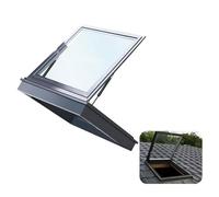 Ventana de techo con doble capa templada, soporte F de aluminio para ático y sótano, ideal para techos inclinados/planos, potenciador de luz solar (60 x 40 cm)