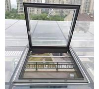 Ventana de techo con tragaluz: trampilla de acceso de aluminio con vidrio templado de doble panel, ventana de salida for solárium del sótano(LxW 70x100cm/27.6x39in)