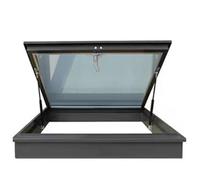 Ventana de techo con ventilación manual de aleación de aluminio y vidrio templado para ático inclinado/instalación de cubierta plana, color negro, 90 x 85 cm, mejora la iluminación interior